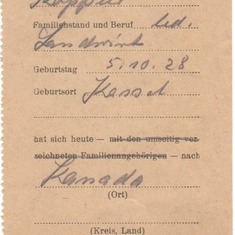 the official document, stating his departure from Germany  ---  die Abmeldebestätigung bezeugt sein Verlassen Deutschlands