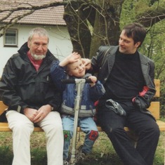 Hermann with Valentin - his first grandson - and Markus, Valentin's dad  ---  Hermann mit Valentin - seinem ersten Enkel - und Markus, Valentin's Vater