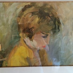 This is a quick sketch Mom's dear friend Joanne did of Mom while the two of them were in art school.  We have it hanging now over our piano.  I think Mom would like that.