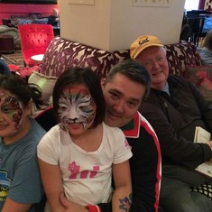 Kenj, Ted, and Malia and Kiana after the face painting!  During this trip, the decision  was made that Rafi would go to UC Santa Cruz.  Mom would have loved having Rafi so close.