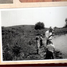 fishing trip in 1961 with Uncle Horace, Ken, myself (Jackie) and my brother Mike