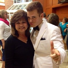 Houston and I (his mom) after his Drowsy Chaperone show, July, 2013.  I just love this picture.