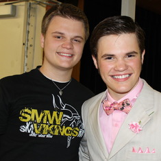 Houston as Harold Hill in The Music Man, with his awesome brother Austin.