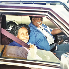 Dad and and his mom Florence in the Cadillac. We lovingly called her Shepherd because of the first grand child, Sandy. And it stuck.