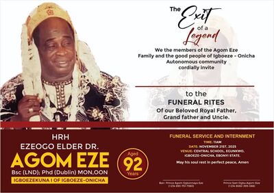 HRH EZEOGO ELDER DR AGOM EZE