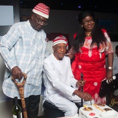 With his bosom friend and namesake, DCP Godwin Okereke and wife at his 80th birthday celebration