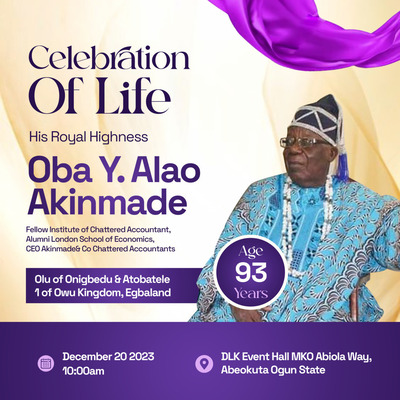 HIS ROYAL MAJESTY OBA YINUS ALAO AKINMADE