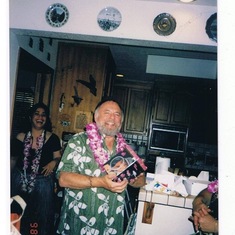 Peter on his 65th birthday... Hawaiian Luau... at our home in Soquel, CA