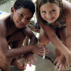 Hannah was so proud that she convinced Hunter to let her paint his fingernails!