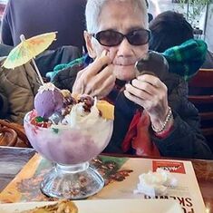 Inay always maintained her MAC lipstick! Enjoying a large halo halo at Max's (from by Nancy Ramos)