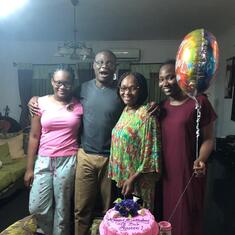 Innocent with the family celebrating his wife's 54th birthday