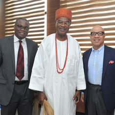 Innocent with the Obi of Onitsha, Nnaemeka Achebe CFR, and Darren Walker, Ford Foundation President