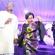 Innocent and Josephine dancing at their joint 50th birthday celebration
