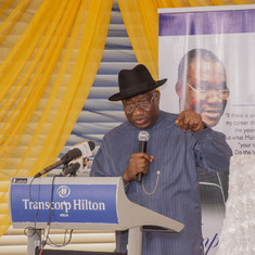 Former President Goodluck Jonathan at the one year memorial and launch of ICCEF