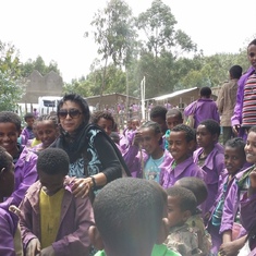 At an elementary school in Amhara region, Ethiopia in Oct. 2016.  She had fun with the kids.