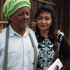 Iqbal posed for a picture with the founder of Awramba community (in North Ethiopia), who fights for the promotion of gender equality, and well being of elderly, and the disadvantages.