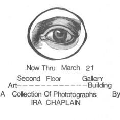 My letraset flyer for Ira's first photo exhibition, Antioch College Art Building, 1974 