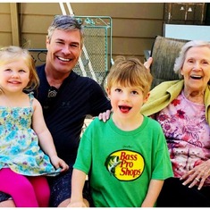 Irene’s son Bill and his kiddos William Lloyd Glum and Vivian Irene Glum in 2018.