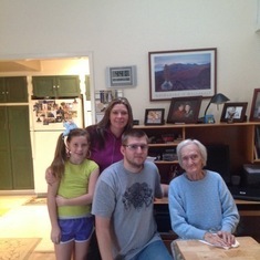 Grandma with Cecilie, Abby and Kyle at Linda's.