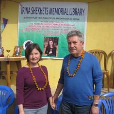 Irisha's sister and father prior to Library Opening Ceremony