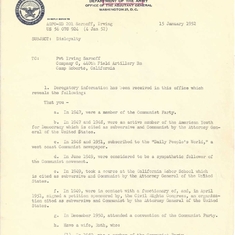 Army Disloyalty Accusation - Jan 1952 Page 1