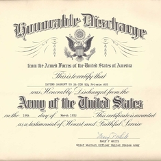 Army Honorable Discharge 1952