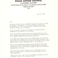 Peace Action Council Letter 1967