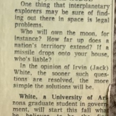 June 14, 1964 - Grant Aids Space Law Research