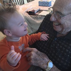 Great Grandpa with his great grandson, Spencer Jack Jones