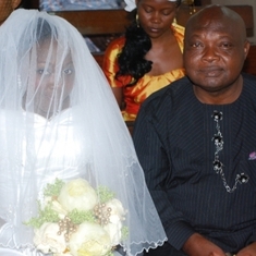 Dad and daughter, Oby at church wedding, 2009 