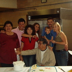With mom, dad and family.