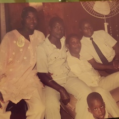 Daddy with Dr Jubril Oyeneyin, Mr Jimi Fadayomi and sons at his son's naming ceremony back in 1988.