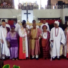 Daddy 80th birthday thanksgiving service church standing with Bishop Oni & Osemawe of Ondo Kingdom
