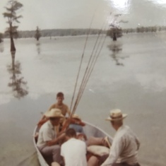 Caddo Lake with great uncle Joe Sanders, J.C. Short, Larry Bonham Short and Jim Short