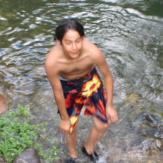 Jacinto, climbing out of the cold water at Slide Rock, AZ. 7th grade