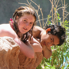 Catching some sun after swimming below the waterfall at Havasupai. 