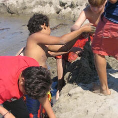 Jacinto at Jalama beach Ca making a drip sand castle. 5th/6th grade camping trip
