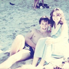 Jack and Teresa enjoying the beach, 1980
