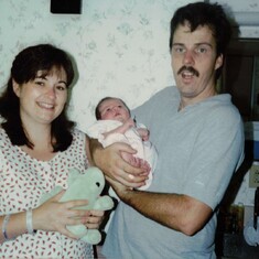 Jack and Teresa with their newborn daughter, Peggy, July 1989 (Bloomsburg, PA)