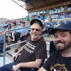 Dad and Jim catching a game with the Durham Bulls