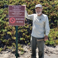 Jack was always willing to help with Sea Otter Savvy projects. He worked hard helping me install these harbor-facing signs in Moss Landing. Thanks to his techniques they are still standing!