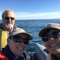 Jack, Colleen and Gena giving the boat a workout in Monterey Bay
