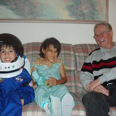 Jack with Grandaughter Hayley and Grandson Adam on Halloween 2005.
