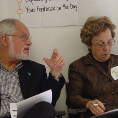 Jack and Ann Neale deep in conversation during a health reform dialogue in St. Petersburg, FL, in 2005.