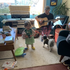 Playing music for Isabel - Feb. 2021