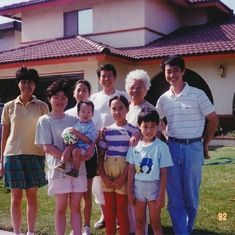 With family (youngest sister and family visiting from Japan and neice and her family), 1992