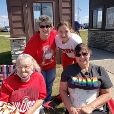 Mom, Angel,  Nellie and myself at one if Nellie's softball tournaments  for OHS.