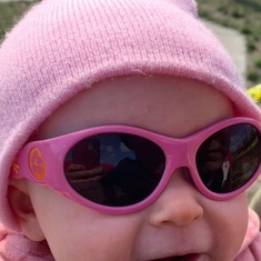 The sun was so bright and Ruby needed sun glasses. 