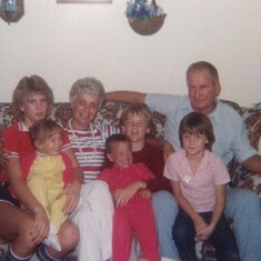 Grandma & Grandpa with Heather, Chad & Dayna( 3 of Dee's children) Zac & Amber(2 of Dee's daughter-Julie's children)