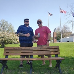 Picture we took at Jake's bench on the way to golf. We signed our names under Jacob's Rock
